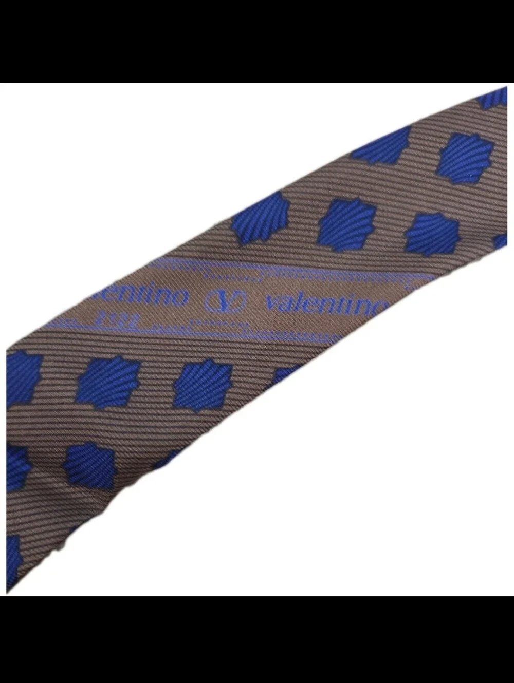 Valentino Mens Brown And Blue Designer Professional 100% Silk Italian Neck Tie